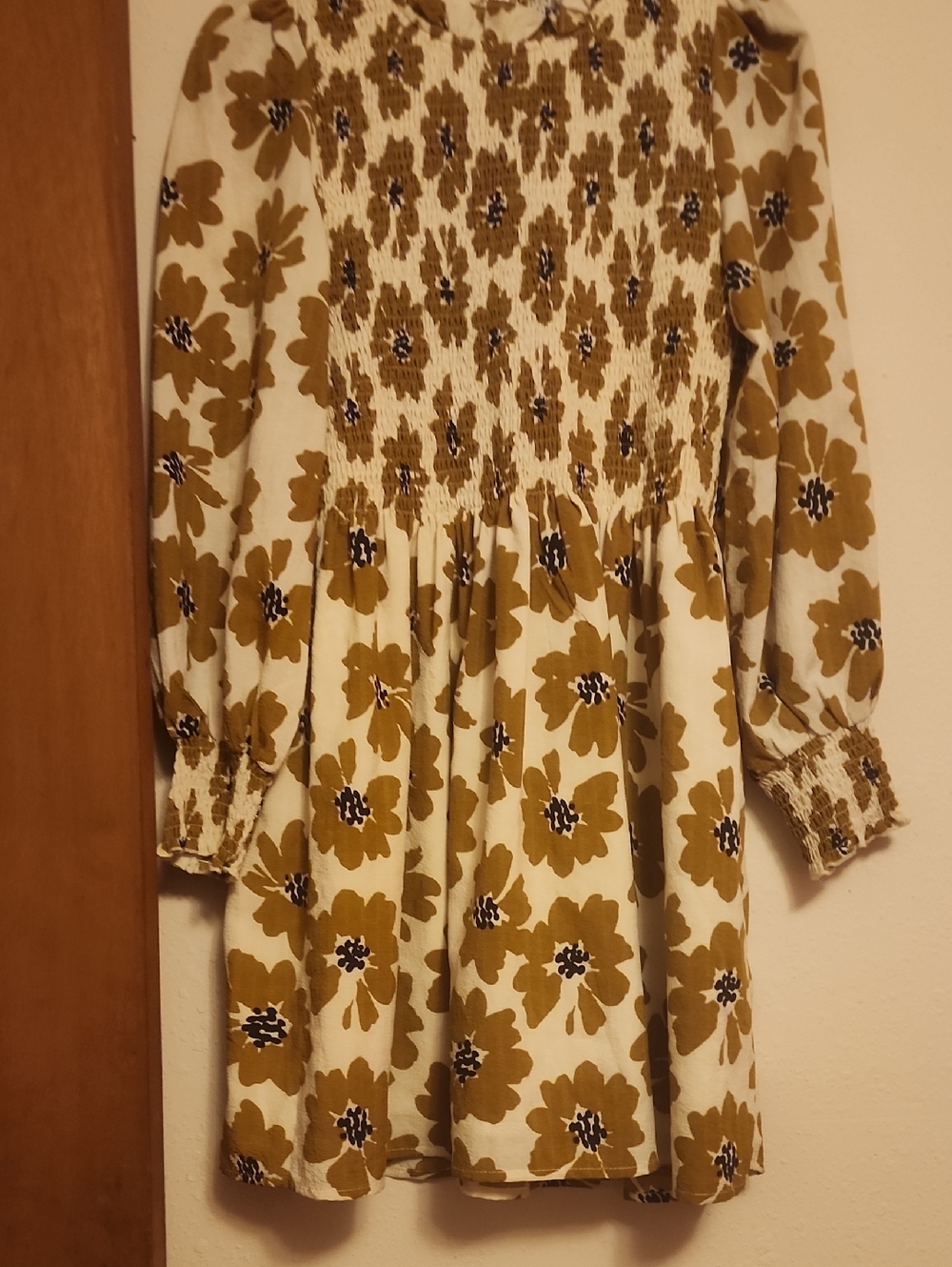 TCEC Cream Floral Midi Dress with Olive Floral Print
